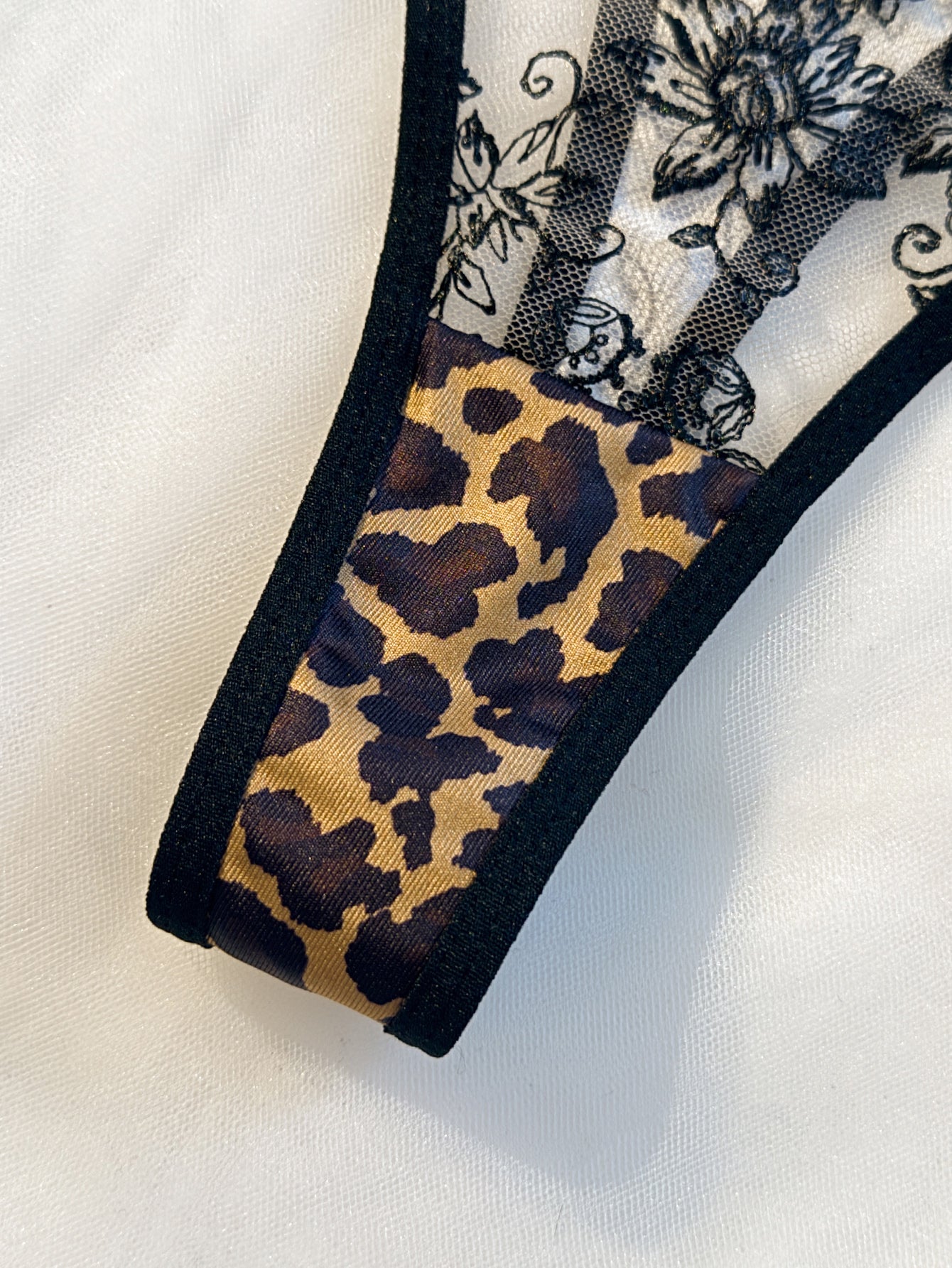 Sexy Mesh Sheer Leopard Underwire Push Up Lingerie Set Lingerie Set