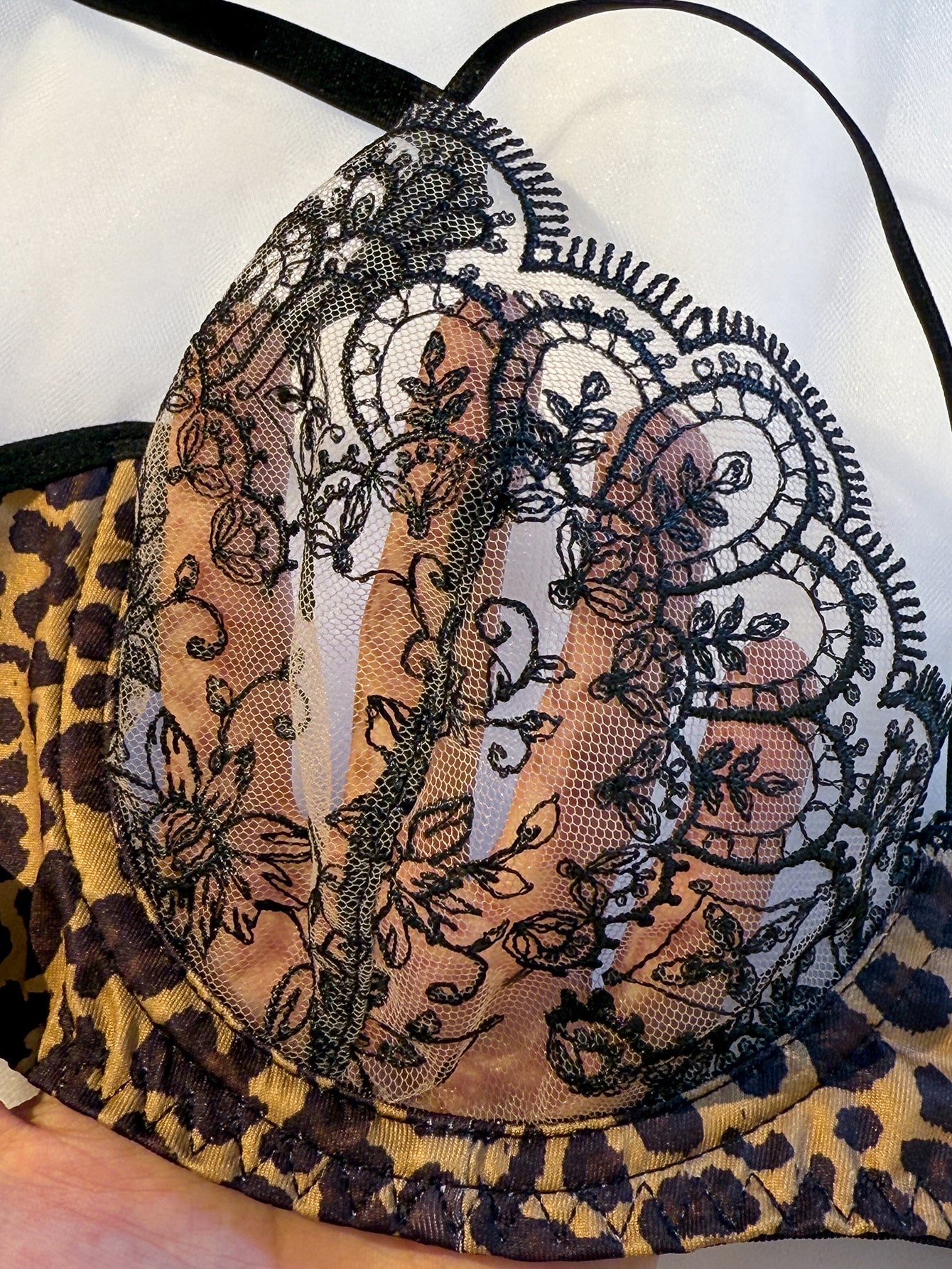 Sexy Mesh Sheer Leopard Underwire Push Up Lingerie Set Lingerie Set