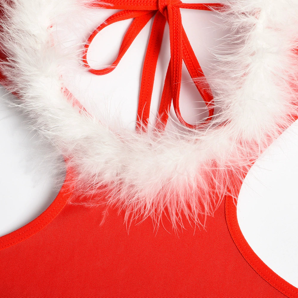 Christmas Women Lingerie Snap Crotch Teddy Hooded Bodysuit Santa Bodysuit