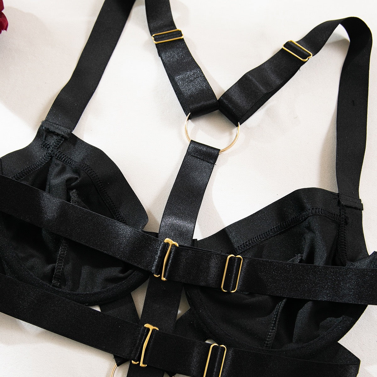 Lingerie Set for Women Sexy Strappy Lingerie Garter with Underwire Push Up Bra