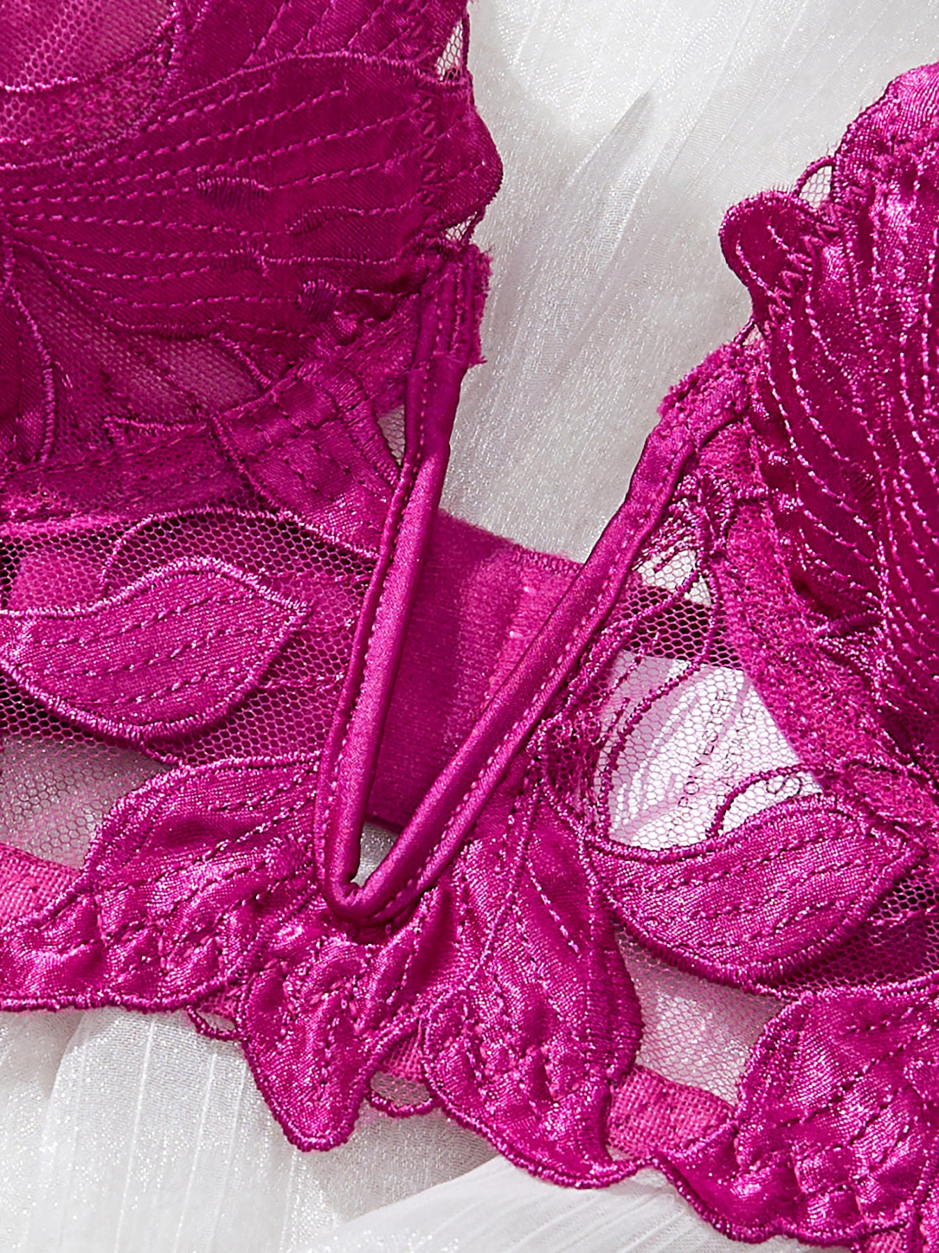 Sexy Underwire Cute Push Up Strappy Embroidered Mesh Sheer Lingerie Set See Through Panty Bra