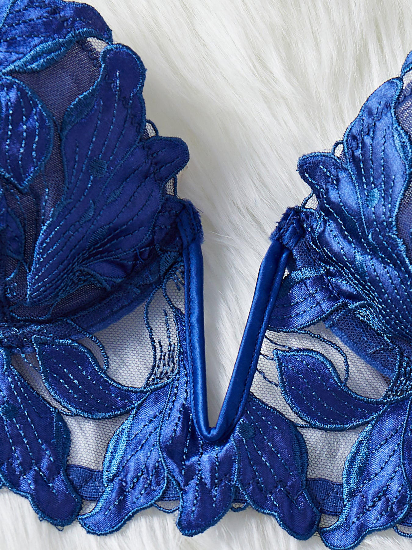 Sexy Underwire Cute Push Up Strappy Embroidered Mesh Sheer Lingerie Set See Through Panty Bra