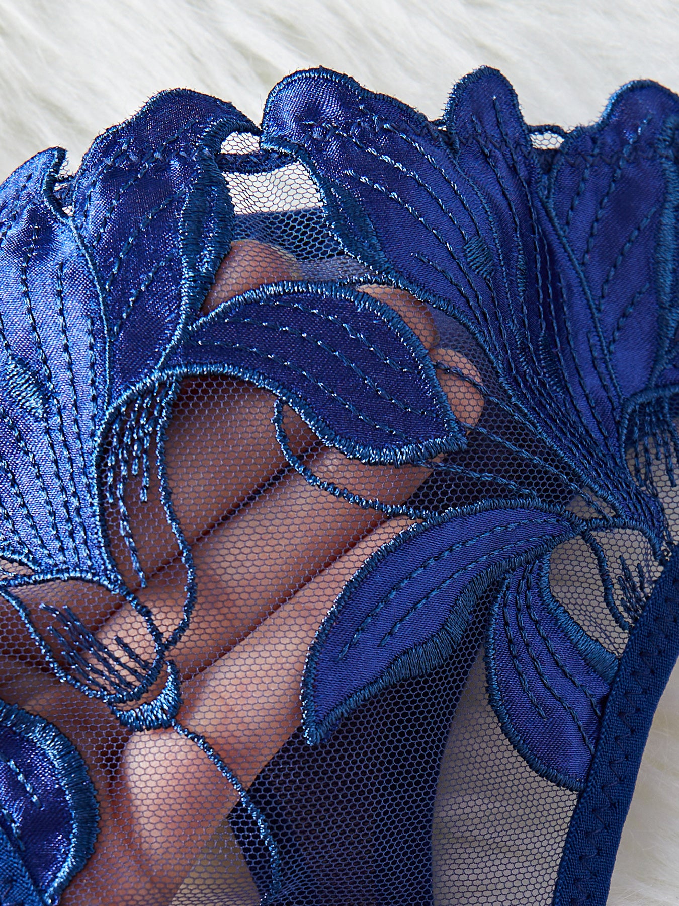 Sexy Underwire Cute Push Up Strappy Embroidered Mesh Sheer Lingerie Set See Through Panty Bra