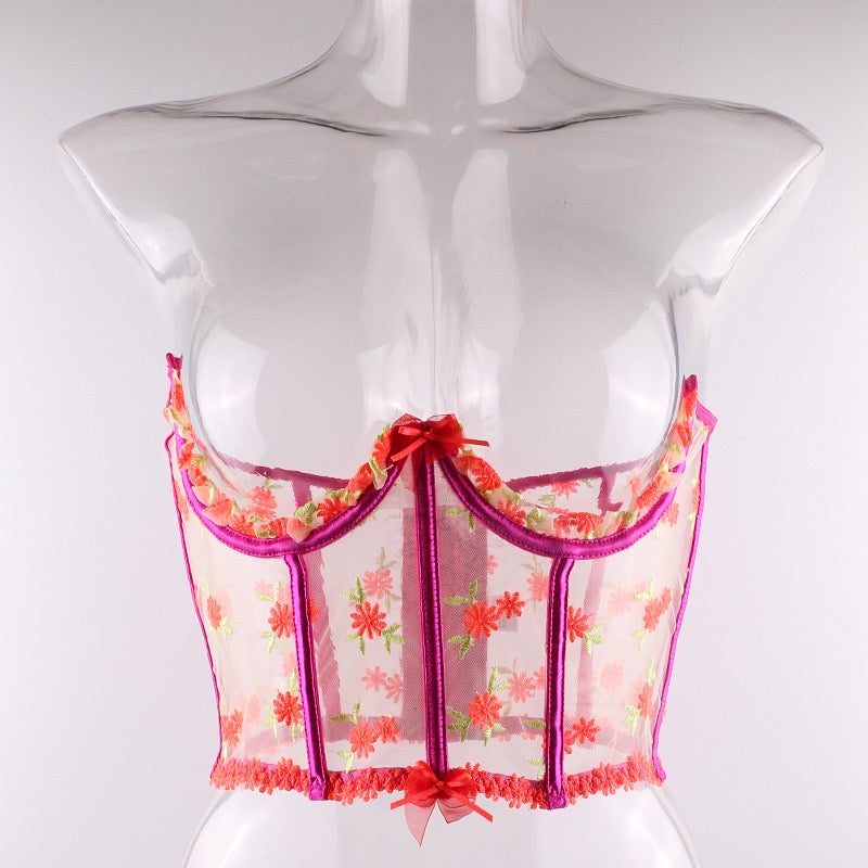 Lace Bustier Corset Tops for Women - Sexy Going Out Party Club Top with Buckle