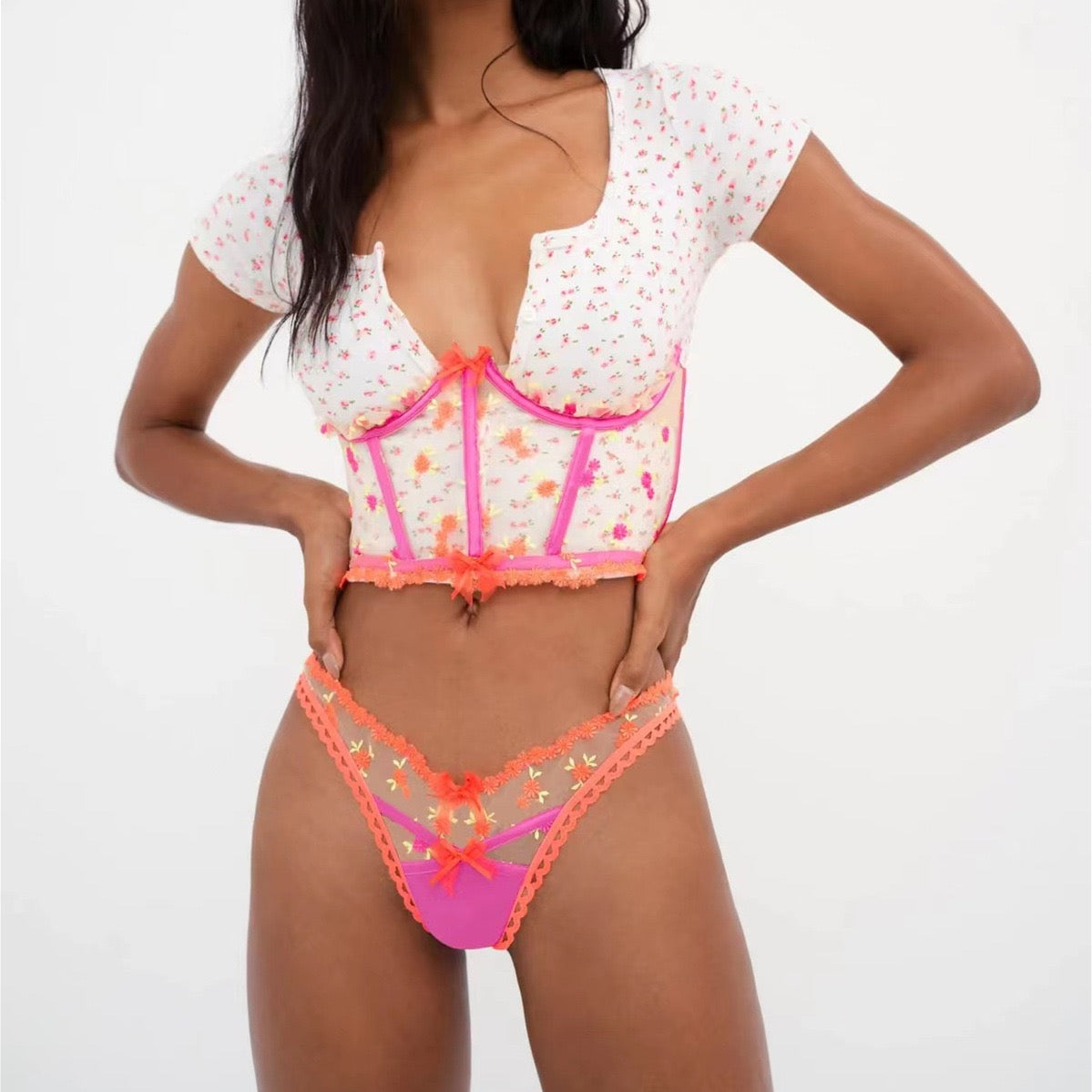 Lace Bustier Corset Tops for Women - Sexy Going Out Party Club Top with Buckle