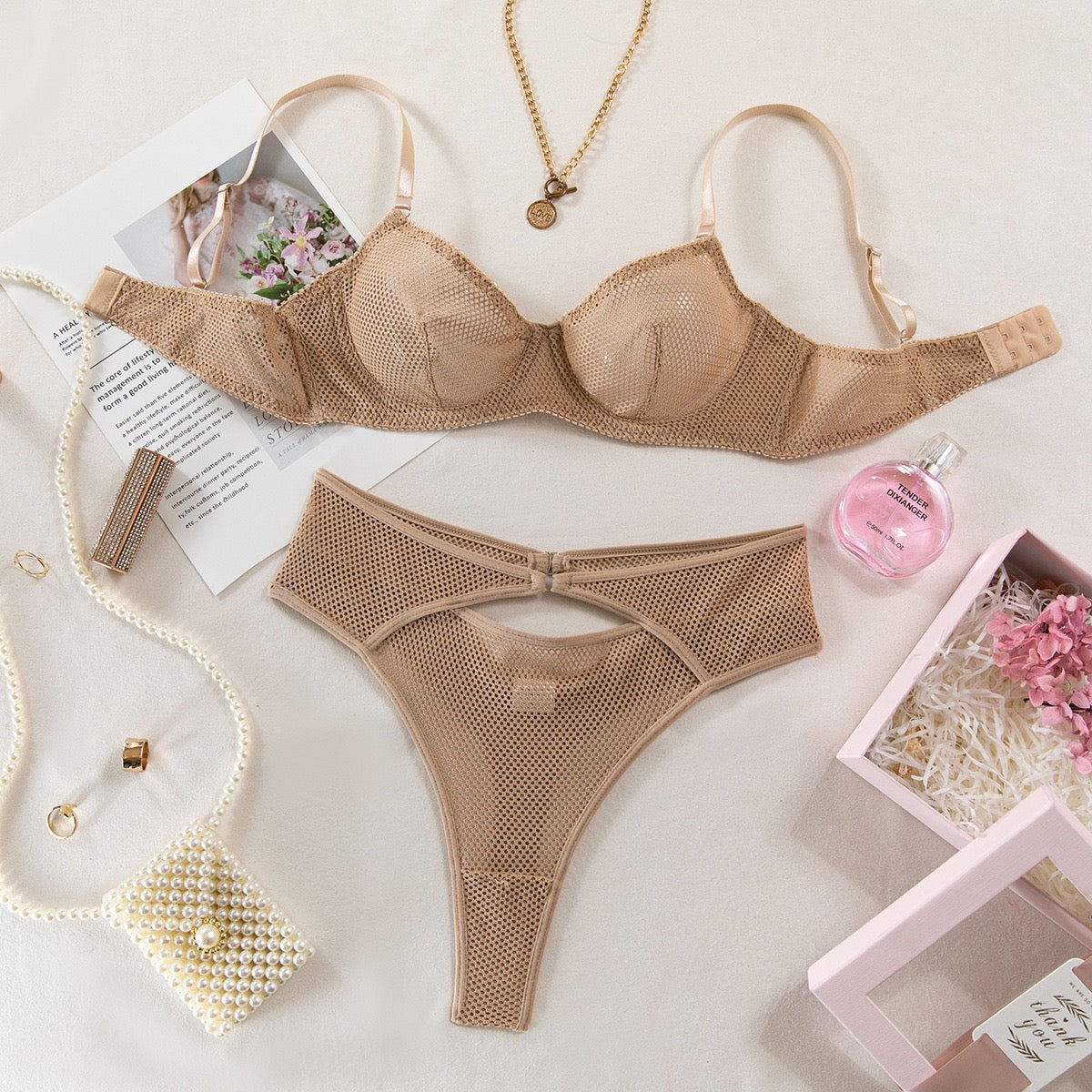 Sexy Mesh Sheer Push Up Lingerie Set