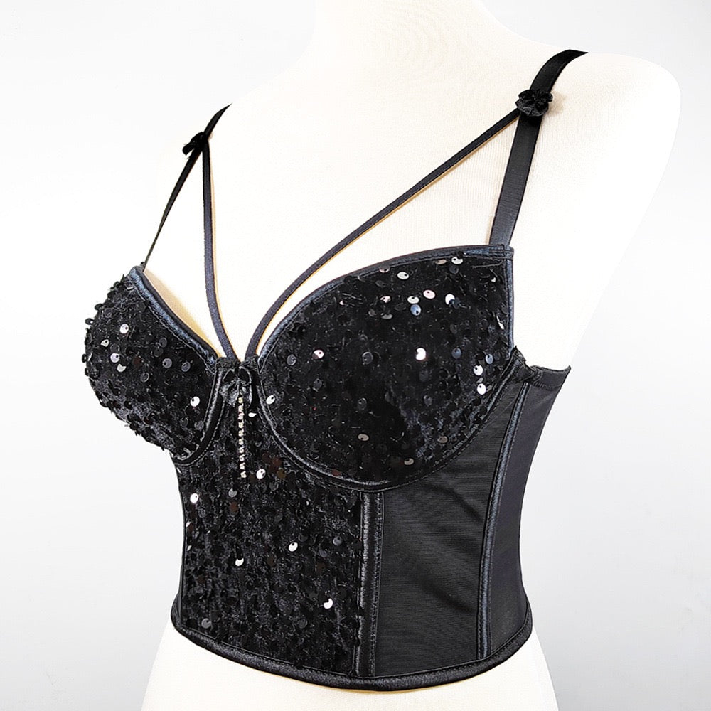 Christmas New year Bustier Corset Tops for Women - Sexy Going Out Party Club Top with Buckle