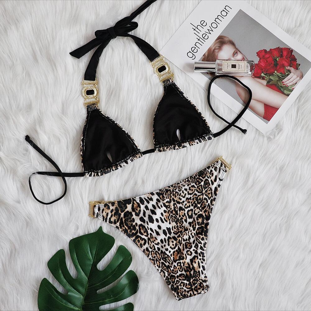 Women's Two Pieces Leopard Print Bikini Sets