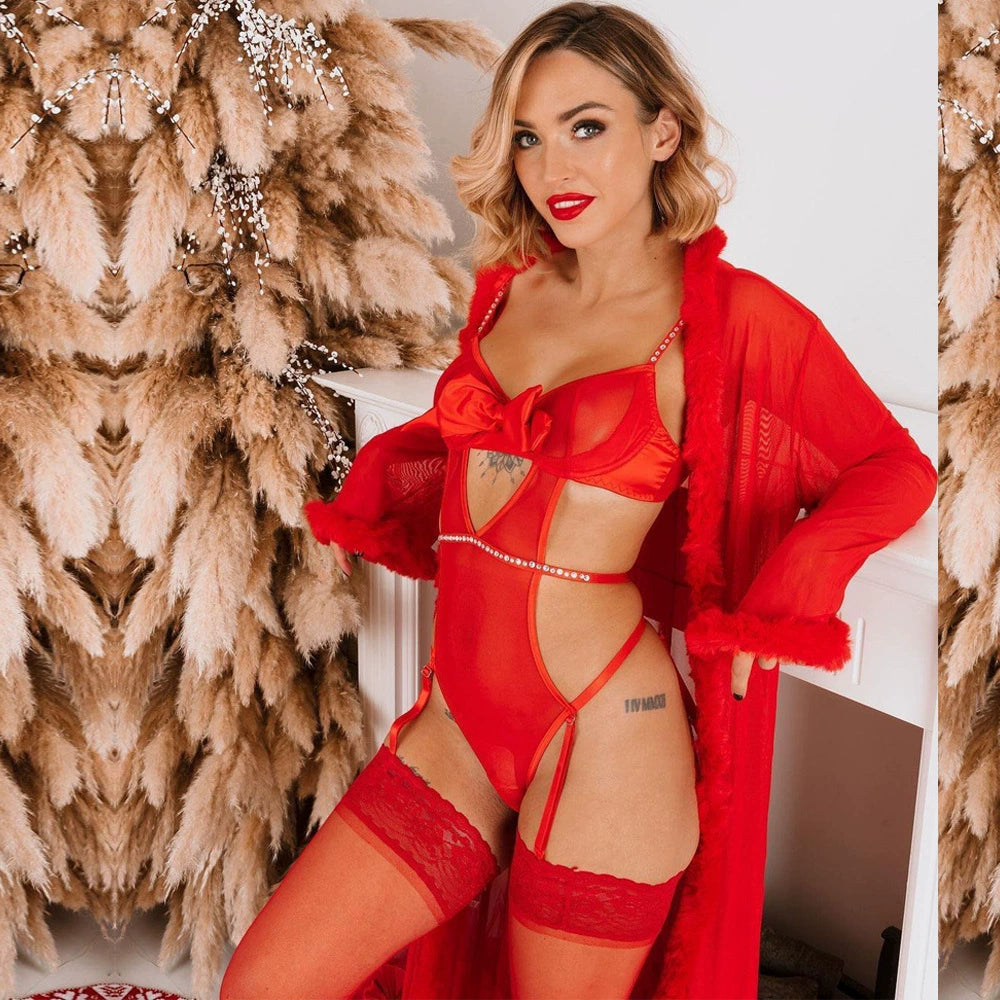 Christmas Lingerie Sexy Santa costume For Women Lace Babydoll