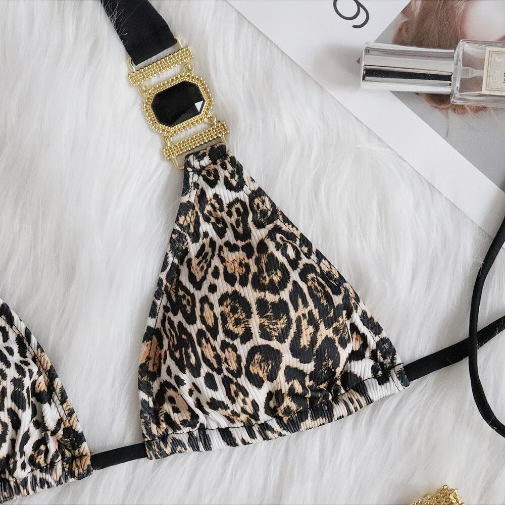 Women's Two Pieces Leopard Print Bikini Sets