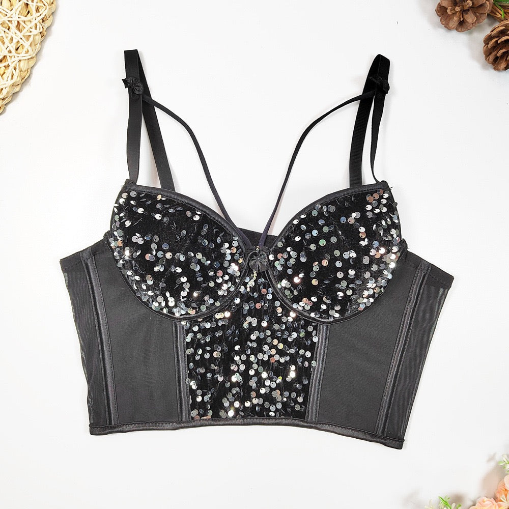 Christmas New year Bustier Corset Tops for Women - Sexy Going Out Party Club Top with Buckle